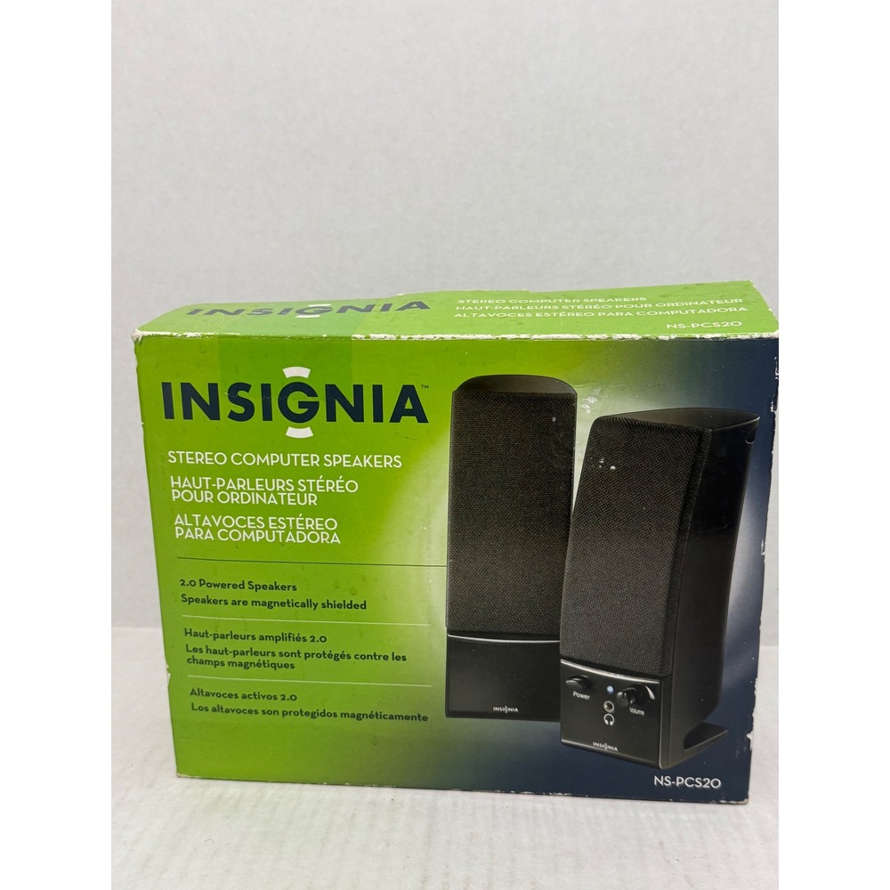 New Insignia Stereo Computer Speakers Black 2.0 Powered NS-PCS20